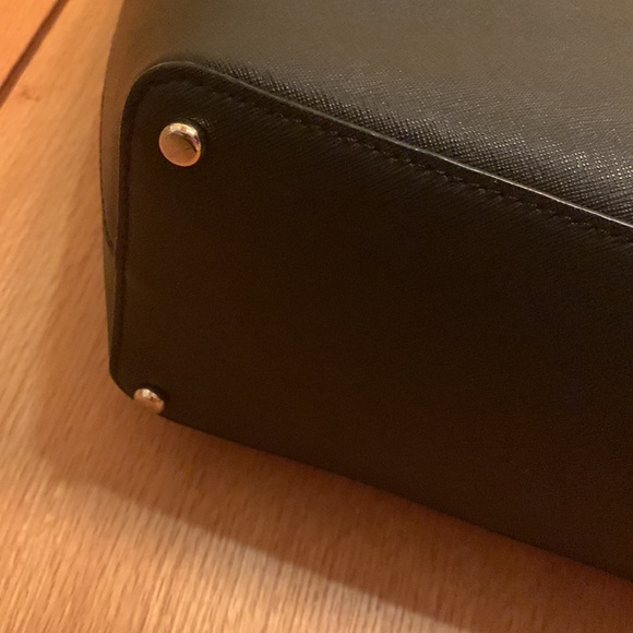 Kate Spade LAUREL WAY black crosshatch leather top zip daily tote purse bag EUC - Picture 9 of 16